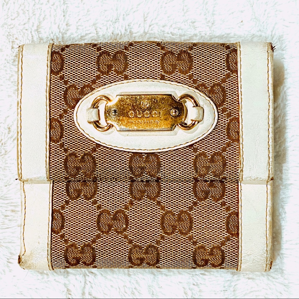 Gucci Brown Monogram Leather Vintage Wallet
